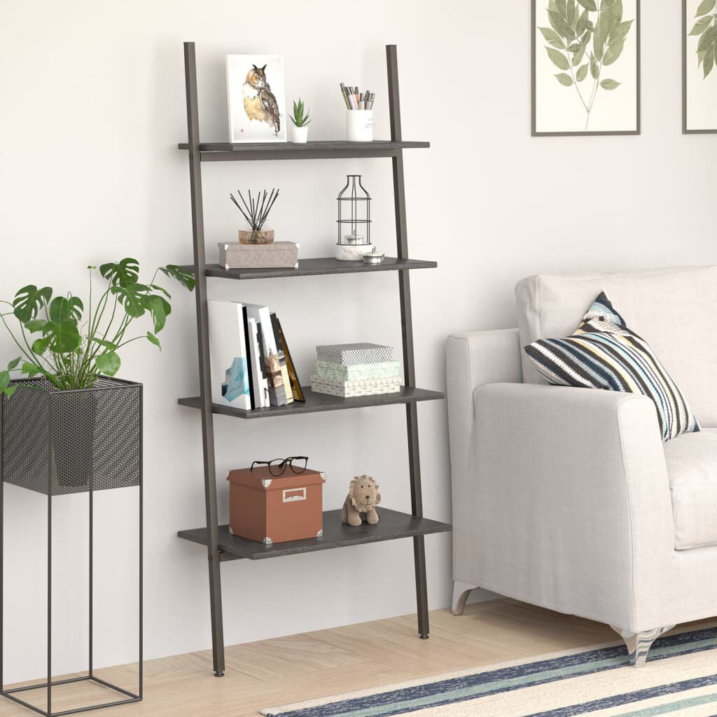 Borough Wharf Castorland 150.5 cm H x 64 cm W Steel Ladder Bookcase Black