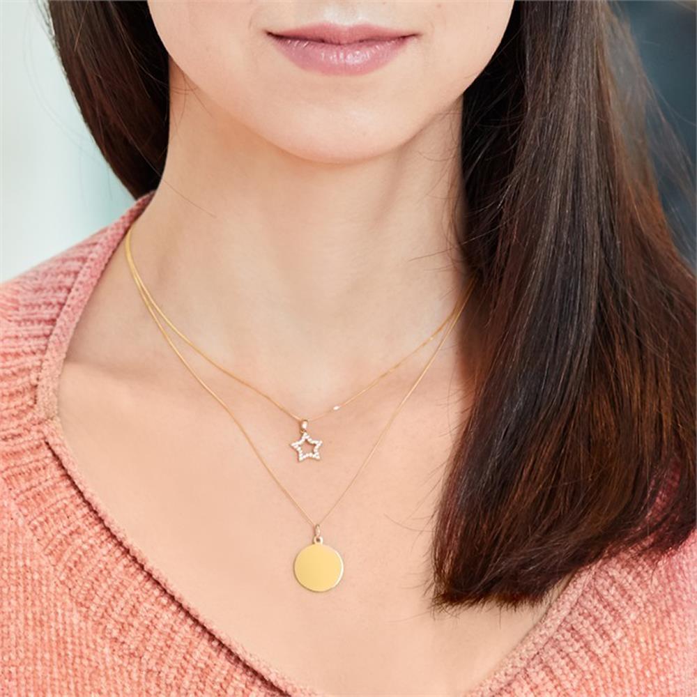 Unique Kette runder Anhänger gravierbar 585er Gold gold