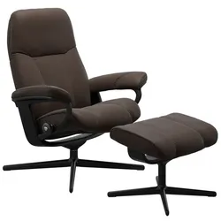 Stressless Sessel mit Hocker Consul Cross Leder Braun Batick Brown S (Small)