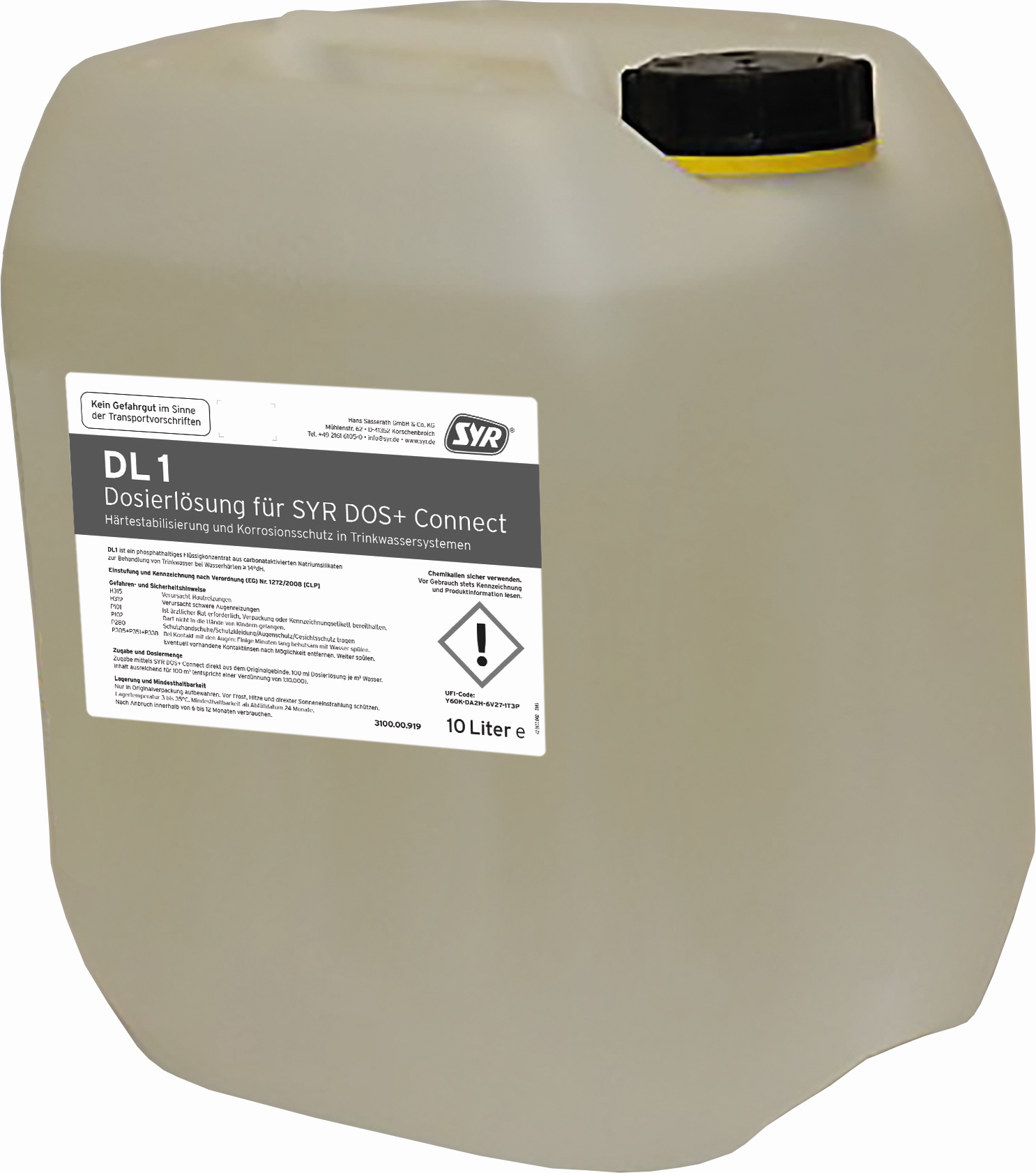 Syr - Sasserath solution doseuse 3100.00.919 DL 1, pour pompe doseuse DOS+ Connect 3100, 10 l