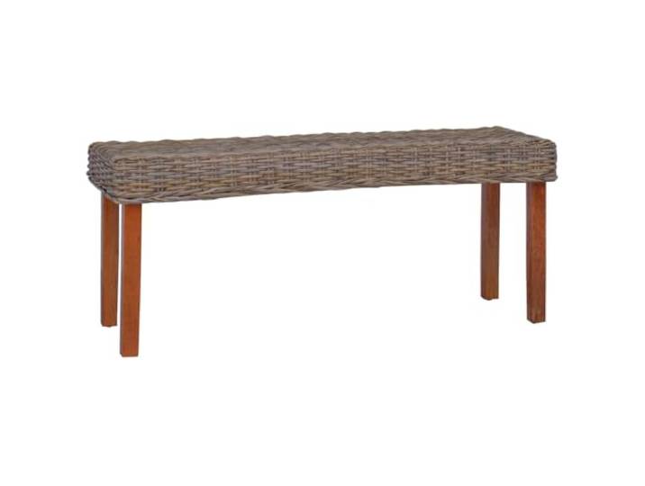 Makastle Sitzbank 110 cm Natur Kubu-Rattan und Massivholz Mahagoni