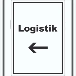 HB-Druck Logistik Aufkleber mit Text und Richtungspfeil links Transport Versand hochkant A3 (297x420mm)
