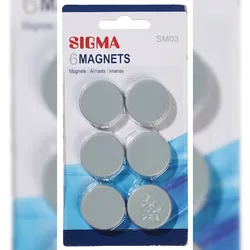 SIGMA Magnete, Polystyren, Ø 3.2 cm, silber, 6 Stück
