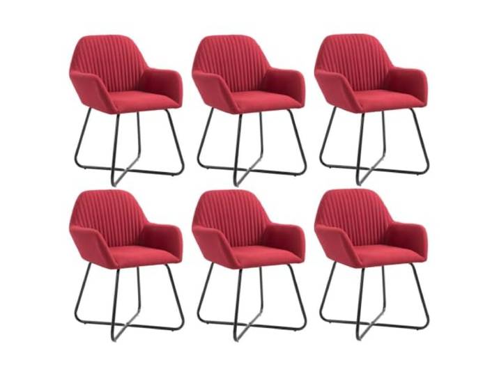 XHNIFBN Esszimmerstühle 6er Set Weinrot Stoffstühle mit Armlehne Moderner Polsterstuhl im 6er Set mit weicher Rückenlehne und Stahlbeinen für Esszimmer und Wohnzimmer.