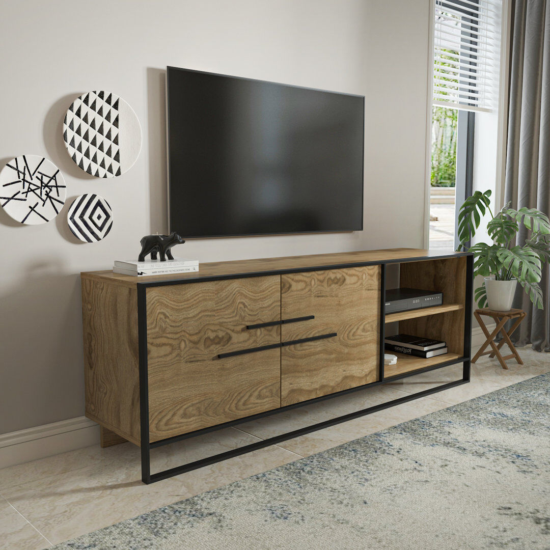 Blue Elephant Polka Modern TV Stand TV Unit for TVs up to 70" Brown/Black 70"