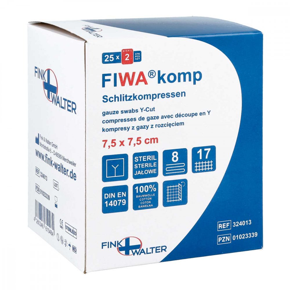 Fink & Walter GmbH Schlitzkompressen 7,5x7,5cm 8fach steril 01023339