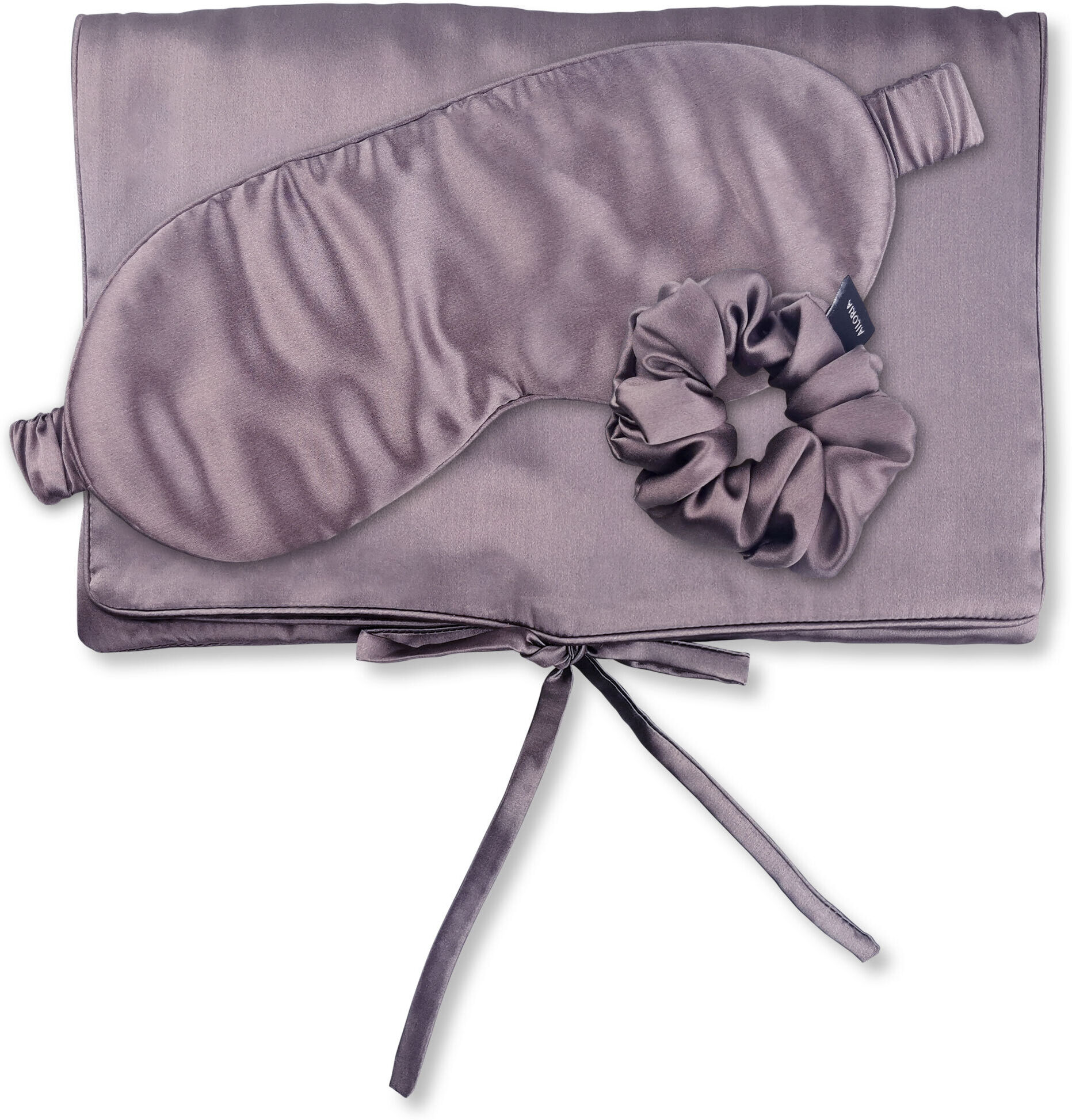 Seidentuch AILORIA "Tasche, Schlafmaske & Scrunchie M aus Seide TRAVEL SET BEAUTY M", Damen, lila (shy lavender), Obermaterial: 100% Seide silk., Modetücher