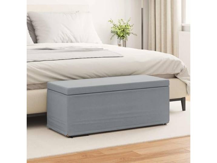 VIHHQGC Hocker Hellgrau 101 x 41 x 40 cm Stoff und Pressholz Rückenlose Bauweise, stylische Bun-Fußbeine, weiche Polsterung, vielseitig einsetzbar, pflegeleicht