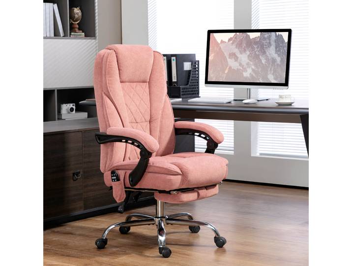 Vinsetto Fauteuil Bureau Massant Chauffant Réglable Rose