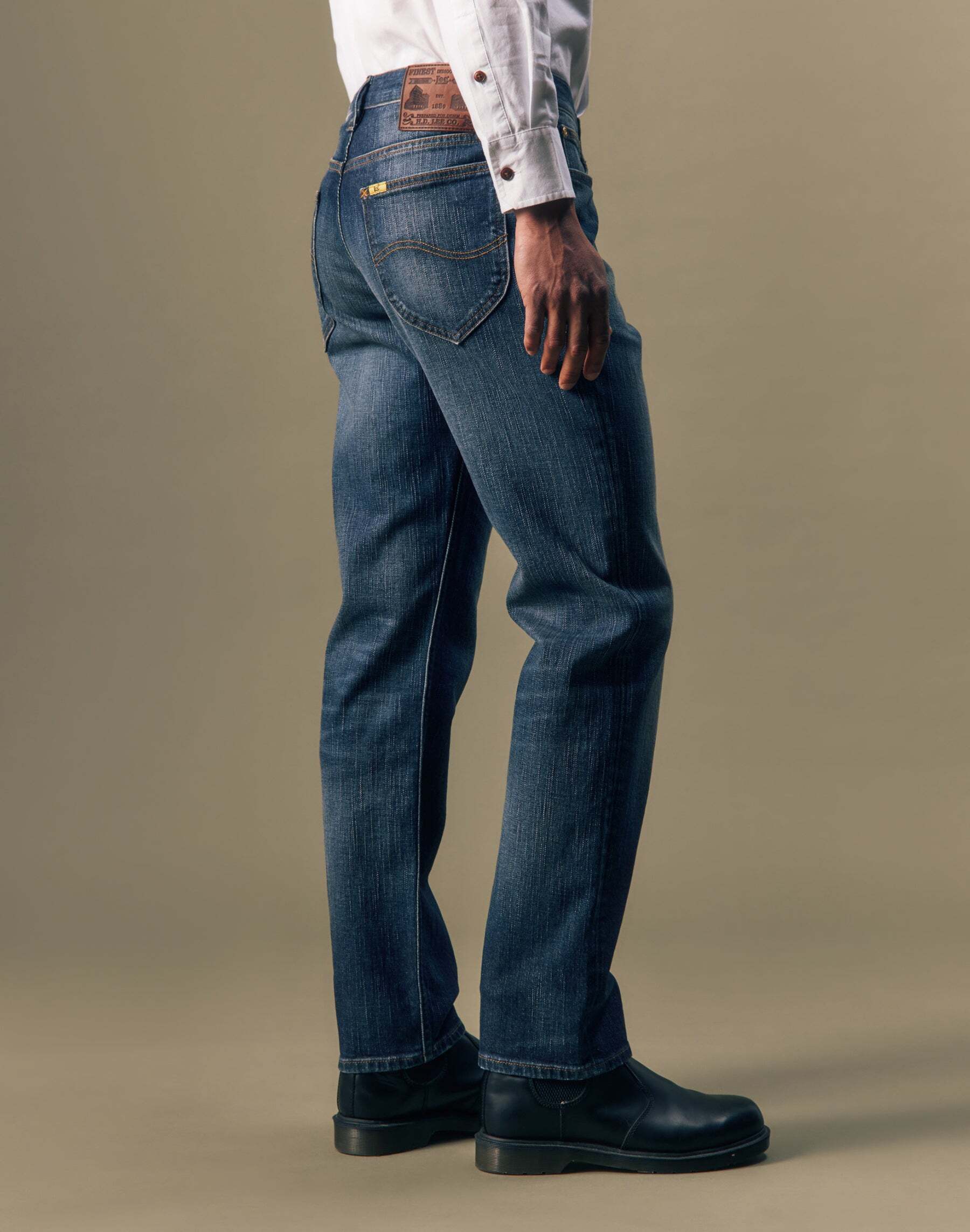 Tapered-fit-Jeans LEE "Lee Jeans Regular Tapered", Herren, Gr. 34, Länge 32, blau, Obermaterial: 99% Baumwolle CO. 1% Elasthan EL., Jeans Tapered-fit-Jeans blau 34, Länge 32