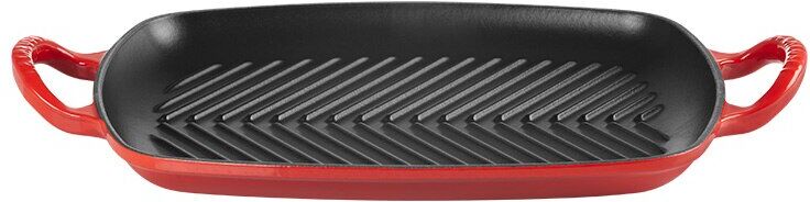 Le Creuset Parrilla rectangular grill de hierro fundido . Cereza