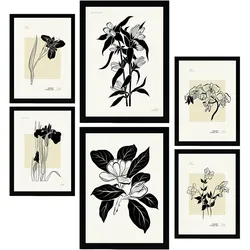 POSTER Set Mit 6 In Schwarzer Tinte Orchideen A3 & A4 Rahmenlos