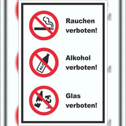 HB-Druck Aufkleber Alkohol Rauchen Glas verboten A2 (420x594mm)