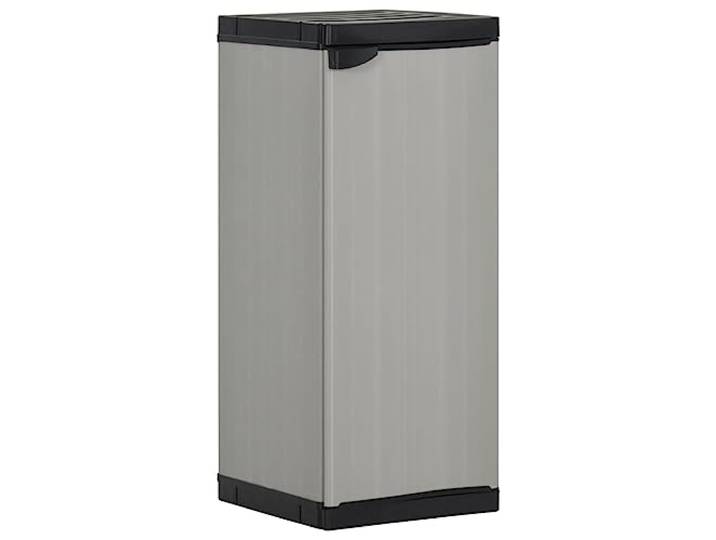 DYRJDJWIDHW Garten-Lagerschrank Grau Schwarz 35x40x85 cm mit 1 Einlegeboden. PVC PP Kunststoff Aufbewahrungsschrank für Garten Terrasse. Wetterfest Robust Organisiert