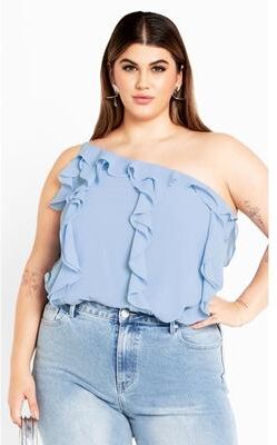 Plus Size Women's Ruffle Rita Top - baby blue by City Chic in Blue (Size 14 W)