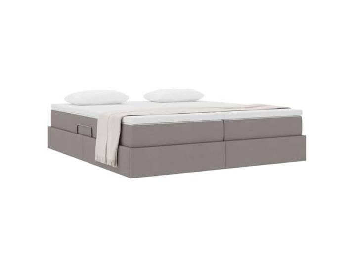 KTHLBRH Boxspringbett mit Matratze taupe 200 x 200 cm Hydraulisches Heben, Metallrahmen, mittlere Festigkeit, 280 kg Kapazität