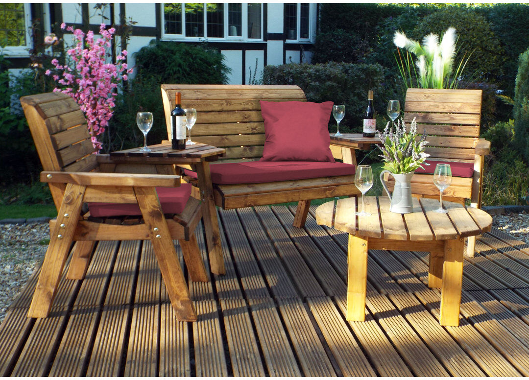 Union Rustic Gagne 4 Seater Sofa Set Burgundy 4