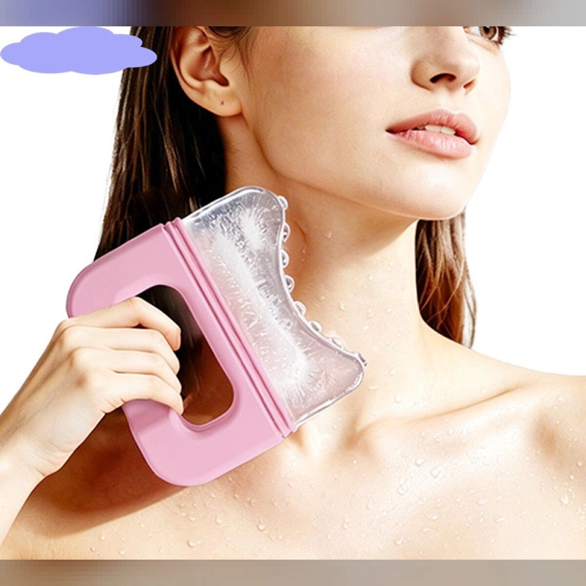 INF Moule à glace facial en silicone avec surface de massage en V et poignée facile à saisir