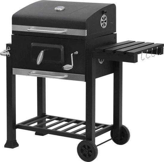 Gasgrill mit Abdeckung - Höhenverstellbarer Gasgrill - Ständer Gasgrill mit Rädern - Schwarz