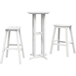 vidaXL 3-teiliges Garten Bar Set Weiß HDPE