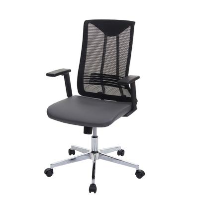 Mendler Bürostuhl HWC-J53, Drehstuhl Schreibtischstuhl, ergonomisch Kunstleder ~ grau