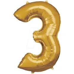 AMSC BALLON 3 GO - AMSCAN Folienballon Zahl 3 gold