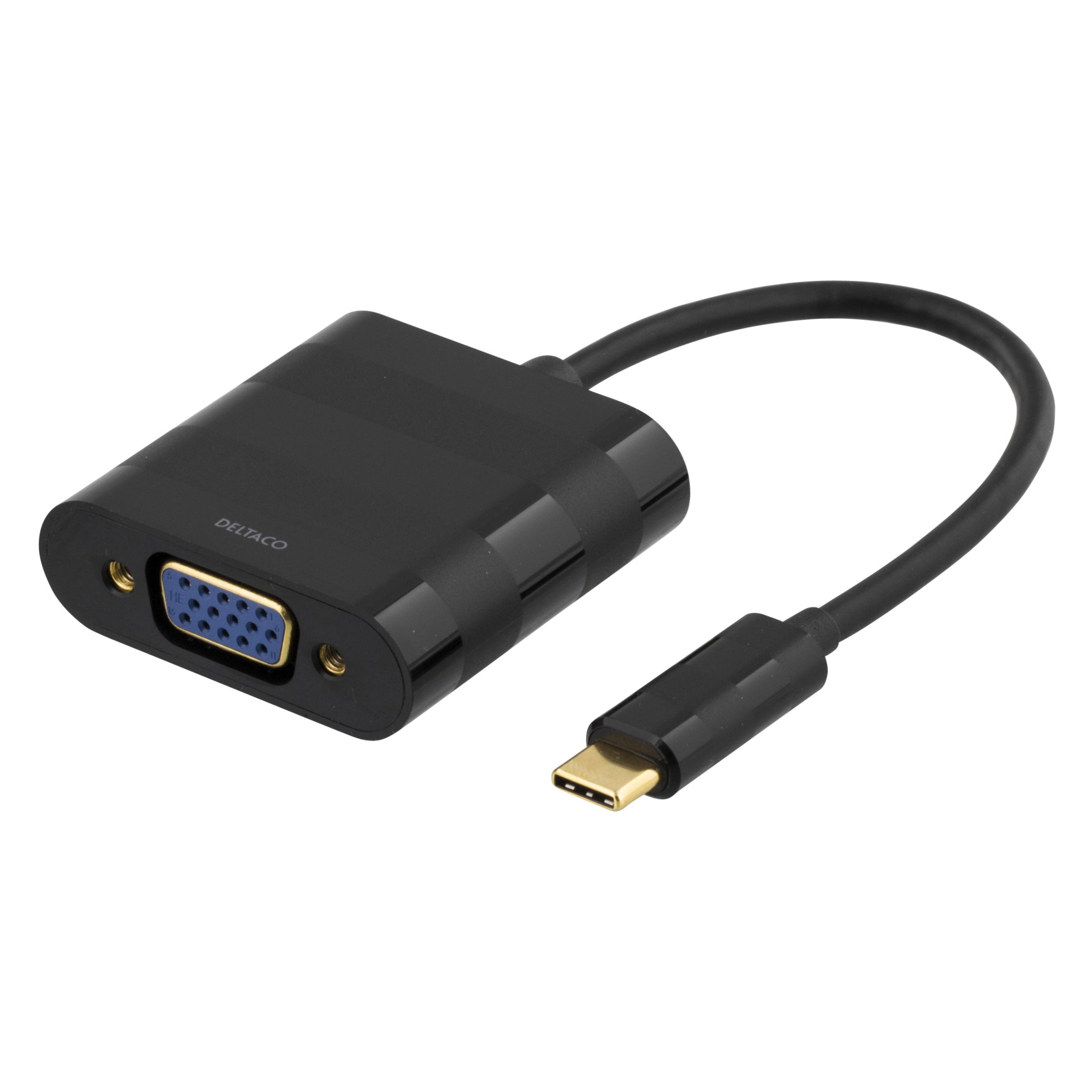 Deltaco usb 3.1 to vga adapter usb type c male - vga female black (USBC-VGA)