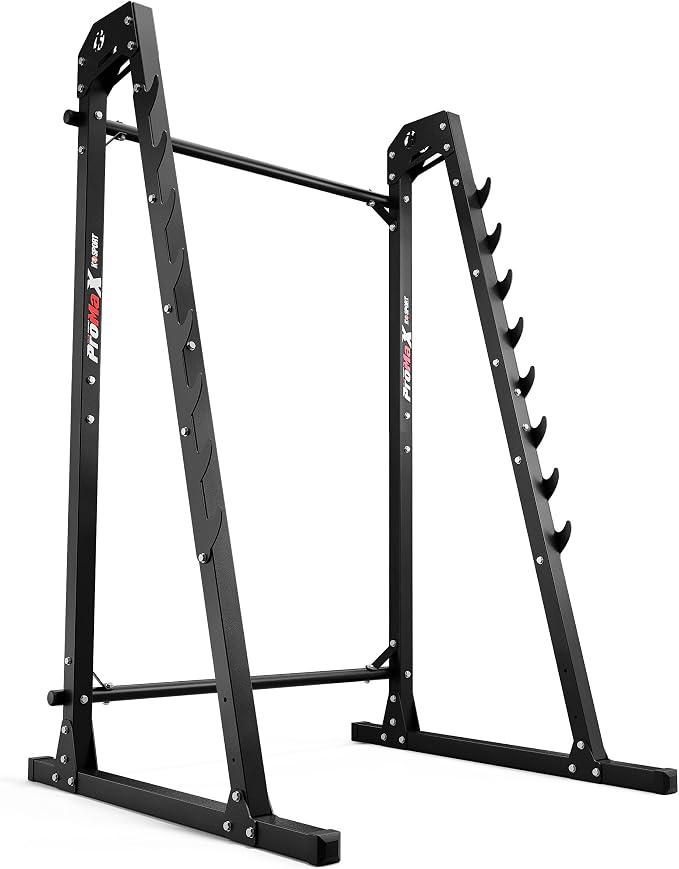 : Langhantelablage mit Absicherung bis 280kg belastbar I Squat-Rack I Hantel-Ablage mit 8-Stufen Hakenleiste I Kniebeugenstaender, inkl. E-Book