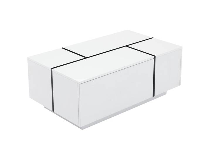 Table basse rectangulaire blanche avec 4 tiroirs 100x60x40 cm