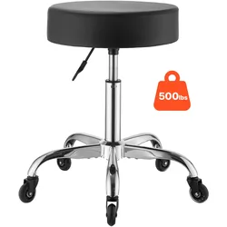 VEVOR Rollhocker 226,8 kg, Bürohocker mit Leiser Rolle, Drehhocker Höhenverstellbar, Ergonomischer Sitz aus PU-Leder mit Dicker Polsterung, 360° Drehbar, für Salon, Klinik & Arztpraxis