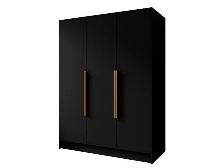 Sepro Meble Schrank Schwarz Orto Glatte Oberfläche Ohne Spiegel Mit Goldenen Griffen 150 g, 150x200x51 cm, Schlafzimmer, Kleiderschränke, Drehtürenschränke
