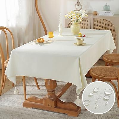 Rechteckige Tischdecke, wasserdichte Tischdecke, schmutzabweisende Tischdecke, knitterfreier Stoff, waschbare Baumwollleinen-Tischdecke für Esszimmer, Party, Urlaubsdekoration
