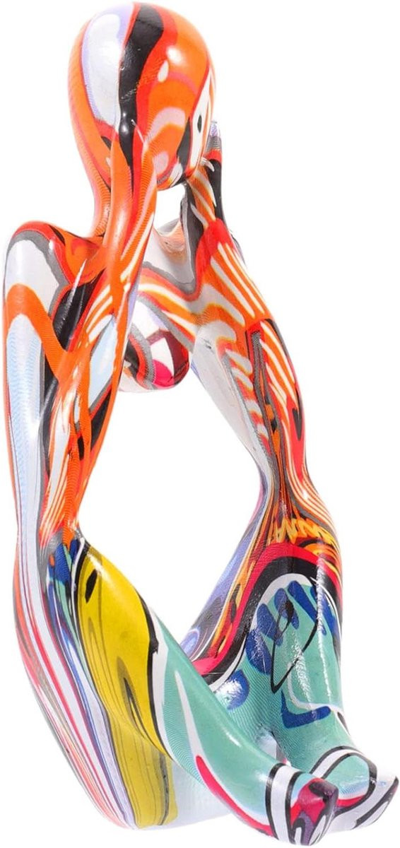 Denker Beeldje Abstracte Sculptuur Graffiti Kleuren Hoogte: 12 cm