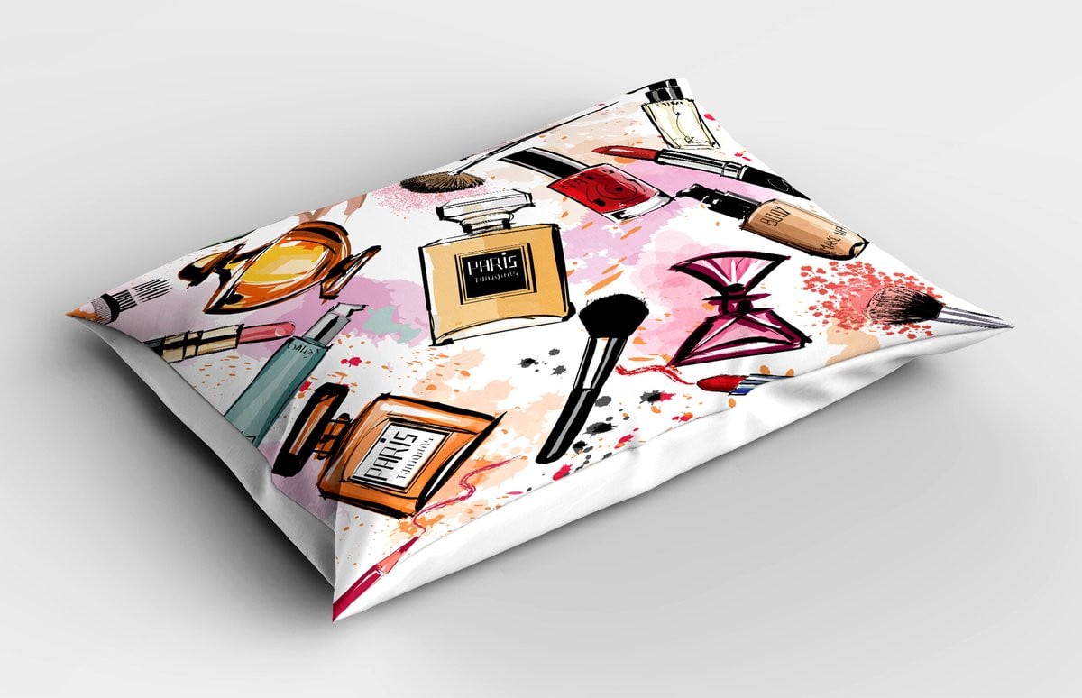 ABAKUHAUS Mode Kussensloop met Cosmetic en Makeup Thema Patroon, Multicolor, 75 x 50 cm