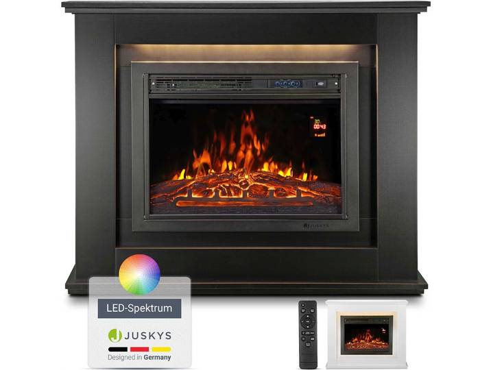 Juskys Elektrokamin 1000 / 2000 W - Standkamin mit Heizung, LED & Timer - Schwarz