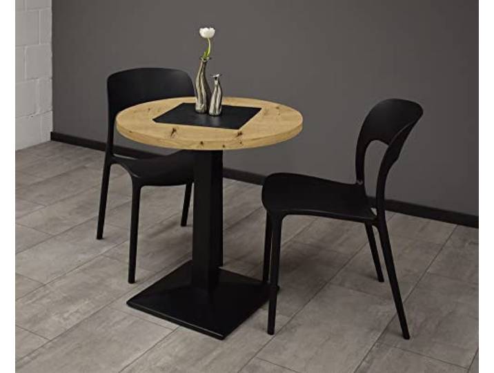 58 aufm Kessel Bartisch rund Elanur 70 cm schwarz matt/asteiche 14583