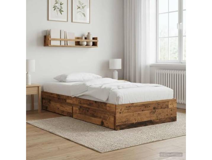 RJPLMFV Bettgestell mit Schubladen, Holz, 80 x 200 cm Fester Lattenboden, integrierte Aufbewahrung, moderner Stil, pflegeleicht