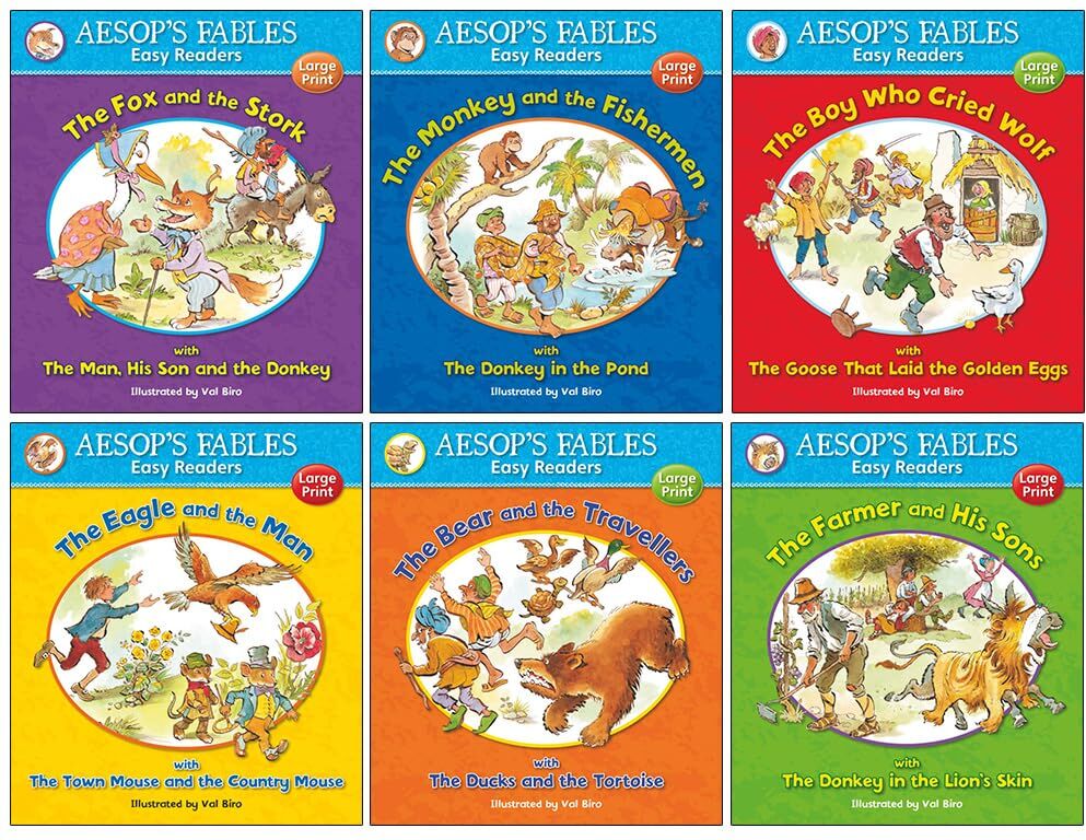 Award Publications Aesop’s Fables Easy Readers 6 Books Collection Set – Classic Moral Stories Collection for Kids