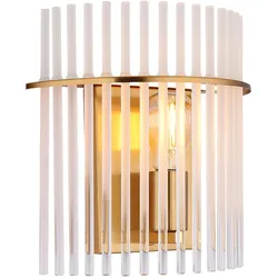Wandleuchte Glasstäbe Wohnzimmerlampe gold opal Wandlampe Schlafzimmer, Metall, LED 7W 806Lm warmweiß, LxBxH 12,5x25x26 cm