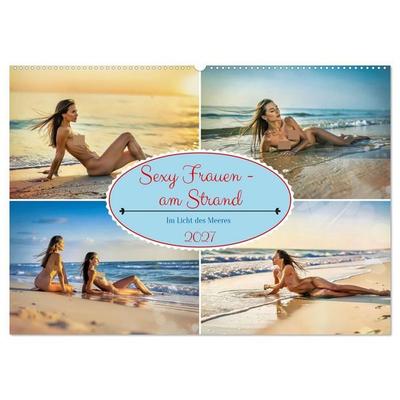 Sexy Frauen - am Strand (Wandkalender 2027 DIN A2 quer), CALVENDO Monatskalender