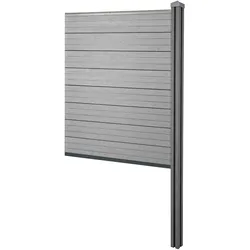 WPC-Sichtschutz Savoie, Zaun Windschutz, WPC-Pfosten zum Einbetonieren ~ Erweiterungselement schmal, 98cm grau