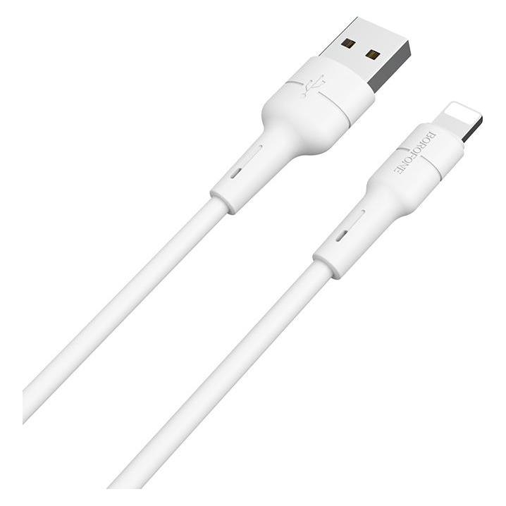 Borofone Silicone - kabel połączeniowy USB do Lightning 1m (biały) (1 m) (30153700)
