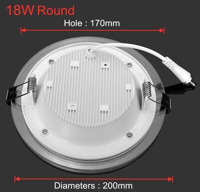 Universal Stock Modern Glass LED Downlight Recessed Ceiling Light Energy Saving Fixture 18w Round natural White 4000k