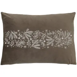 Chic Antique Aix Kissenbezug mit Zweig-Stickerei Mokka, H 35 x L 50 x B 35 cm - Mokka