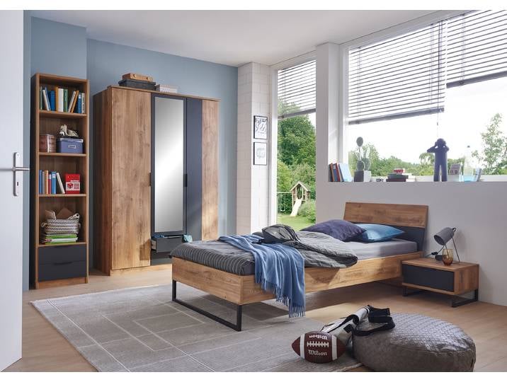 Einzelbett 90 x 200cm Braun/Grau