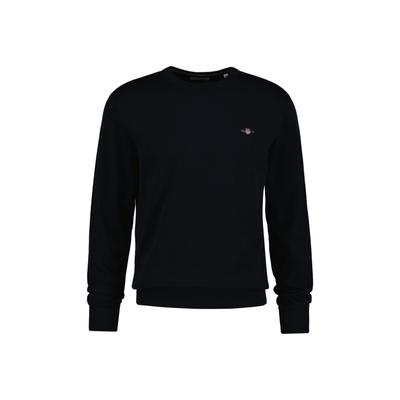 Sweater GANT "Strickpullover CLASSIC COTTON C-NECK", Herren, Gr. M, schwarz, Sweatshirts Sweater