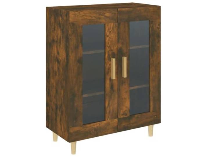GHVBNMF Sideboard Räuchereiche 69,5x34x90 cm Schrank mit 2 Glastüren Kompaktkommode mit Hartglastüren für Wohnzimmer und Flur, bietet übersichtlichen Stauraum auf fester Stellfläche.