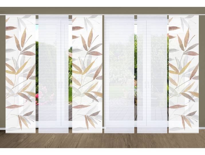 Schiebegardine HOME IN GREEN RANDOW Gr. 1, bunt, B:60cm H:245cm, Polyester, Gardinen, Schiebegardine, SET DIGITALDRUCK,BAMBUSOPTIK RECYCELT