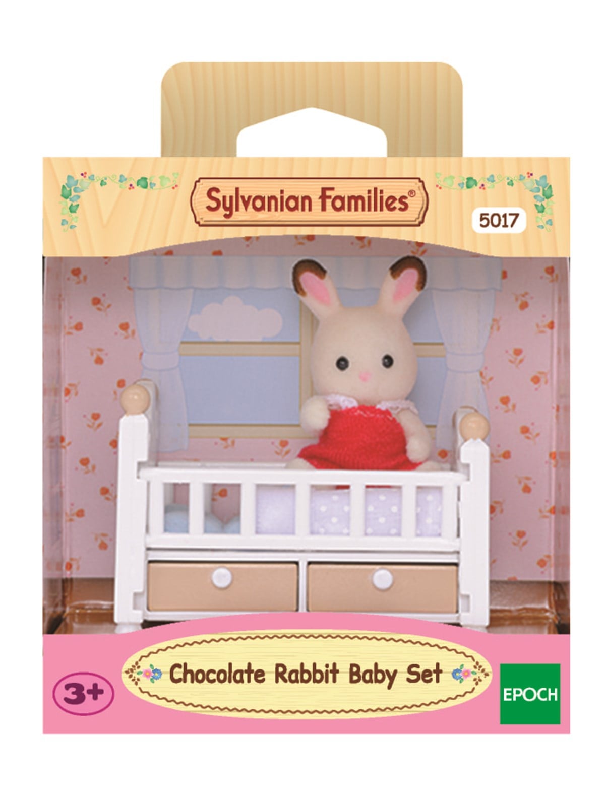 Sylvanian Families Chocolate Rabbit Baby with Baby Bed