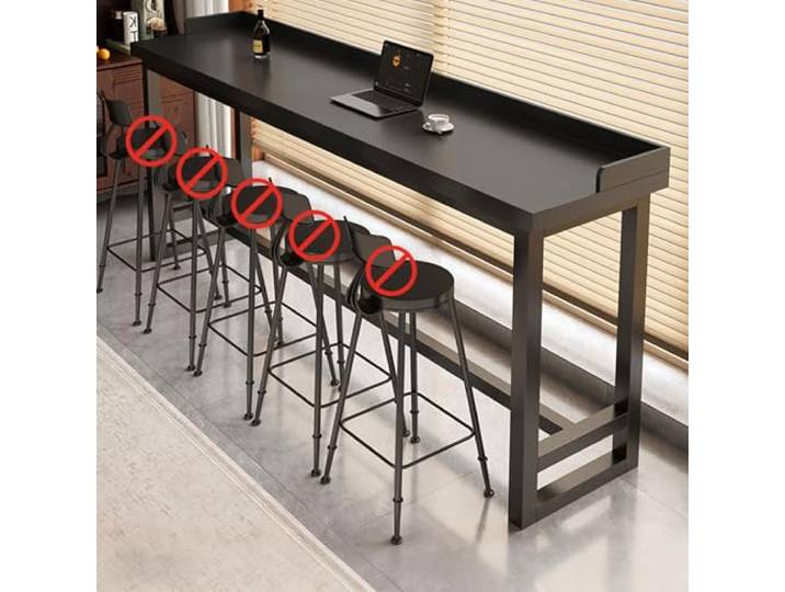 Langer, Schmaler Bartisch, Massivholzplatte, Industrie-Bartisch FüR 2-3 Personen, Konsolentisch FüR Restaurants, CaféS, Kleine RäUme, Wohnzimmer, Eingangs Black - Single Layer with Panel 70.8*16*40in